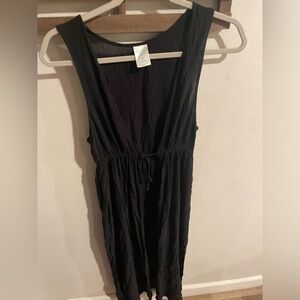 Kona Sol Gauze Sleeveless Maxi Open Tie Front Swim Coverup Duster Black Size S/M